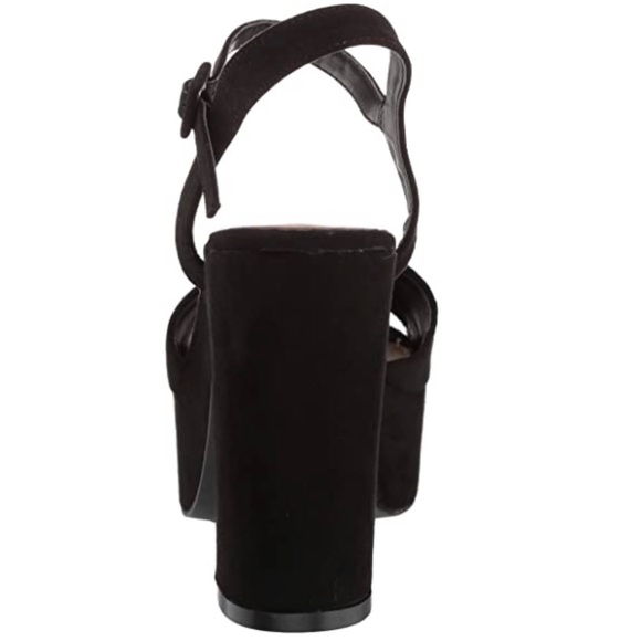 Black Fabric Retro Open Toe Platform Sandals - Picture 2 of 3